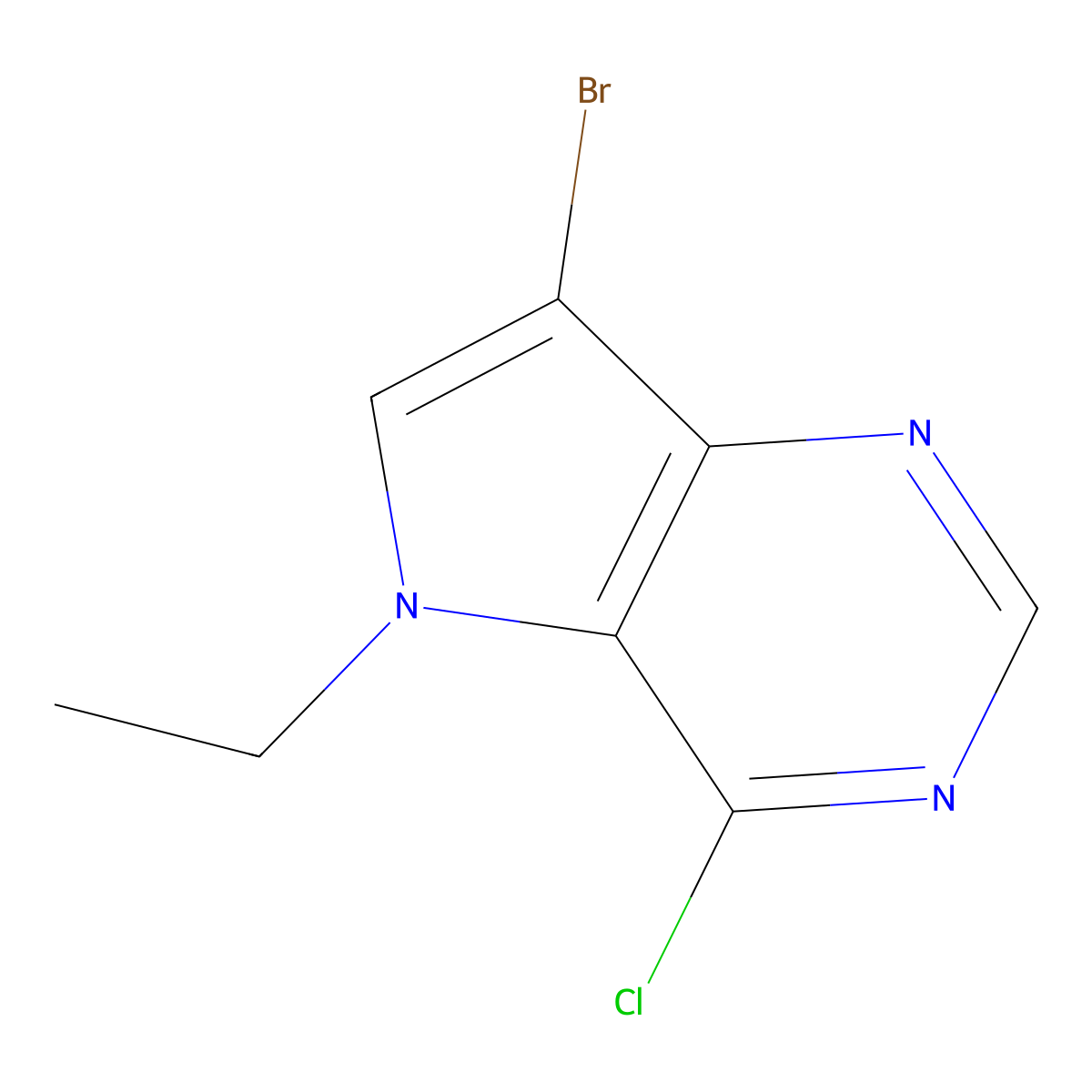 7-Bromo-4-chloro-5-ethyl-5H-pyrrolo[3,2-d]pyrimidine molecular structure, CAS 1384951-76-1
