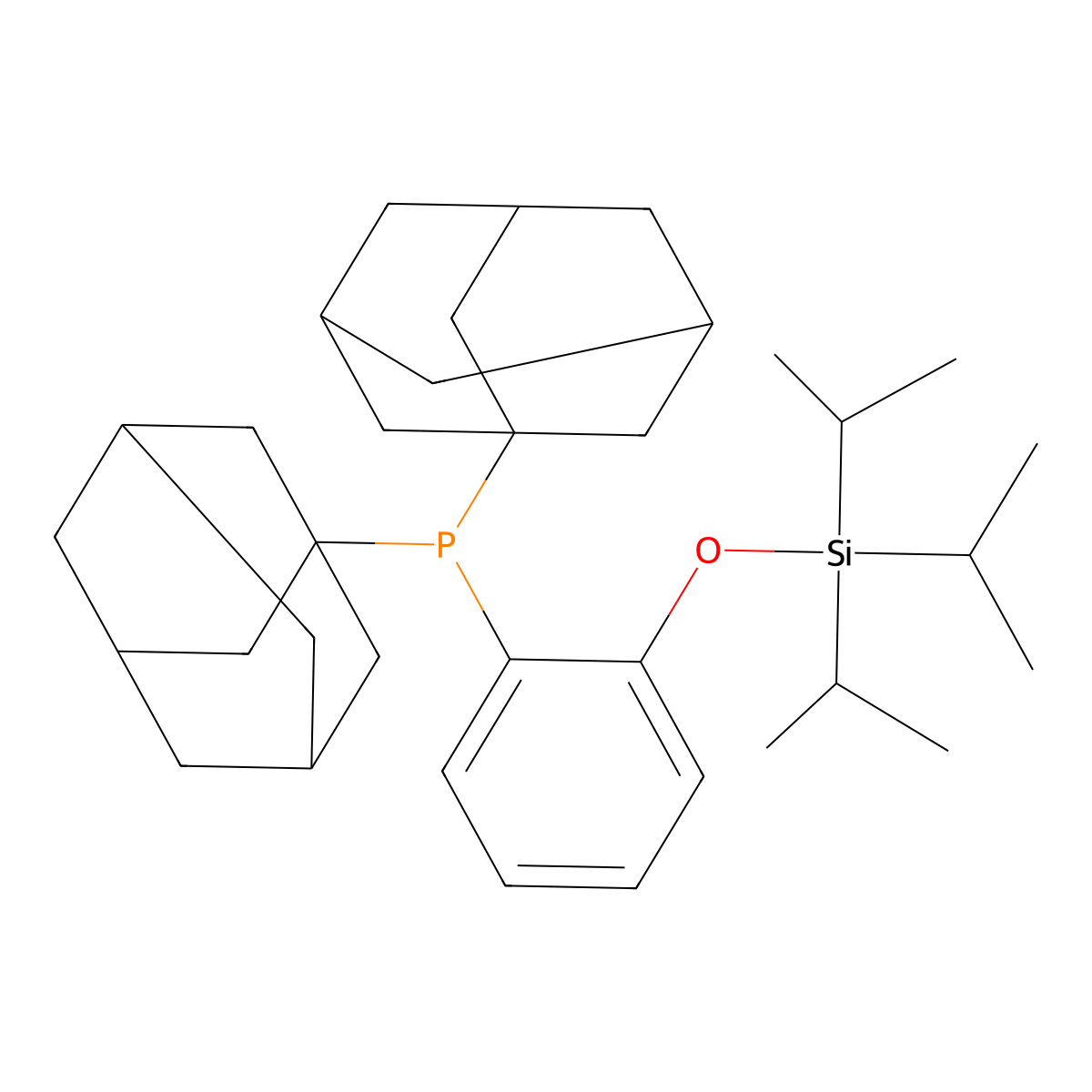 Di(adamantan-1-yl)(2-((triisopropylsilyl)oxy)phenyl)phosphine molecular structure, CAS 1384966-55-5