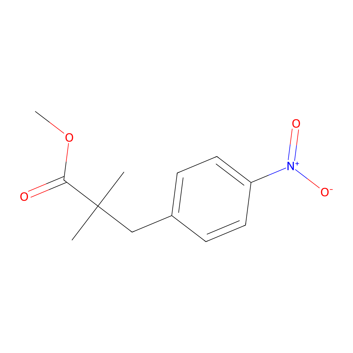 Methyl 2,2-dimethyl-3-(4-nitrophenyl)propanoate molecular structure, CAS 1384980-40-8