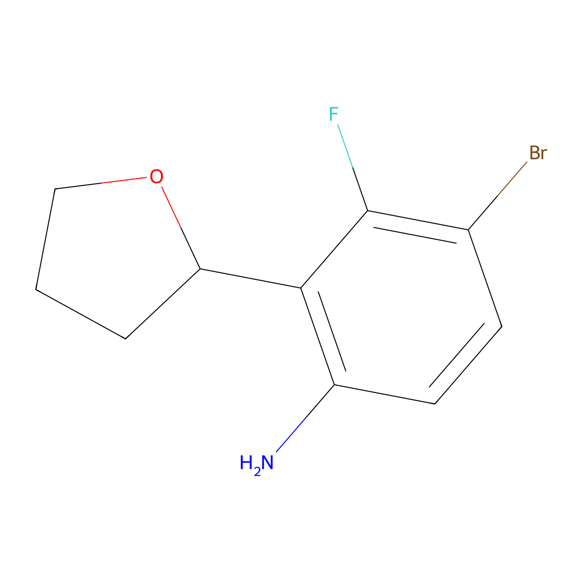 4-Bromo-3-fluoro-2-(tetrahydrofuran-2-yl)aniline molecular structure, CAS 1384984-25-1