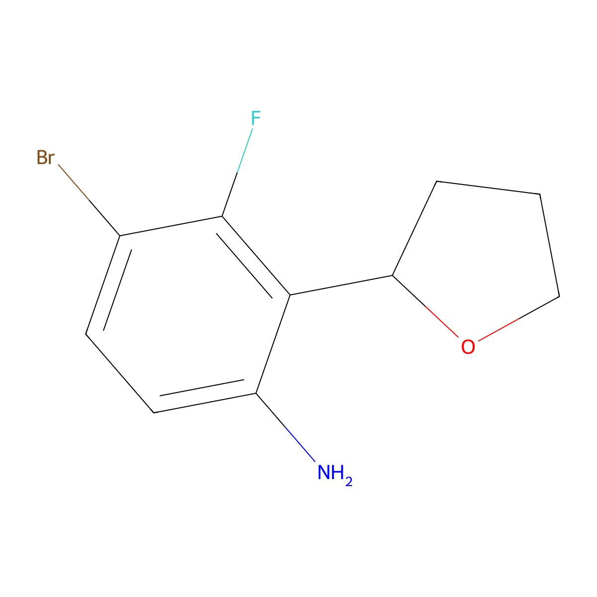 4-Bromo-3-fluoro-2-(tetrahydrofuran-2-yl)aniline molecular structure, CAS 1384984-25-1
