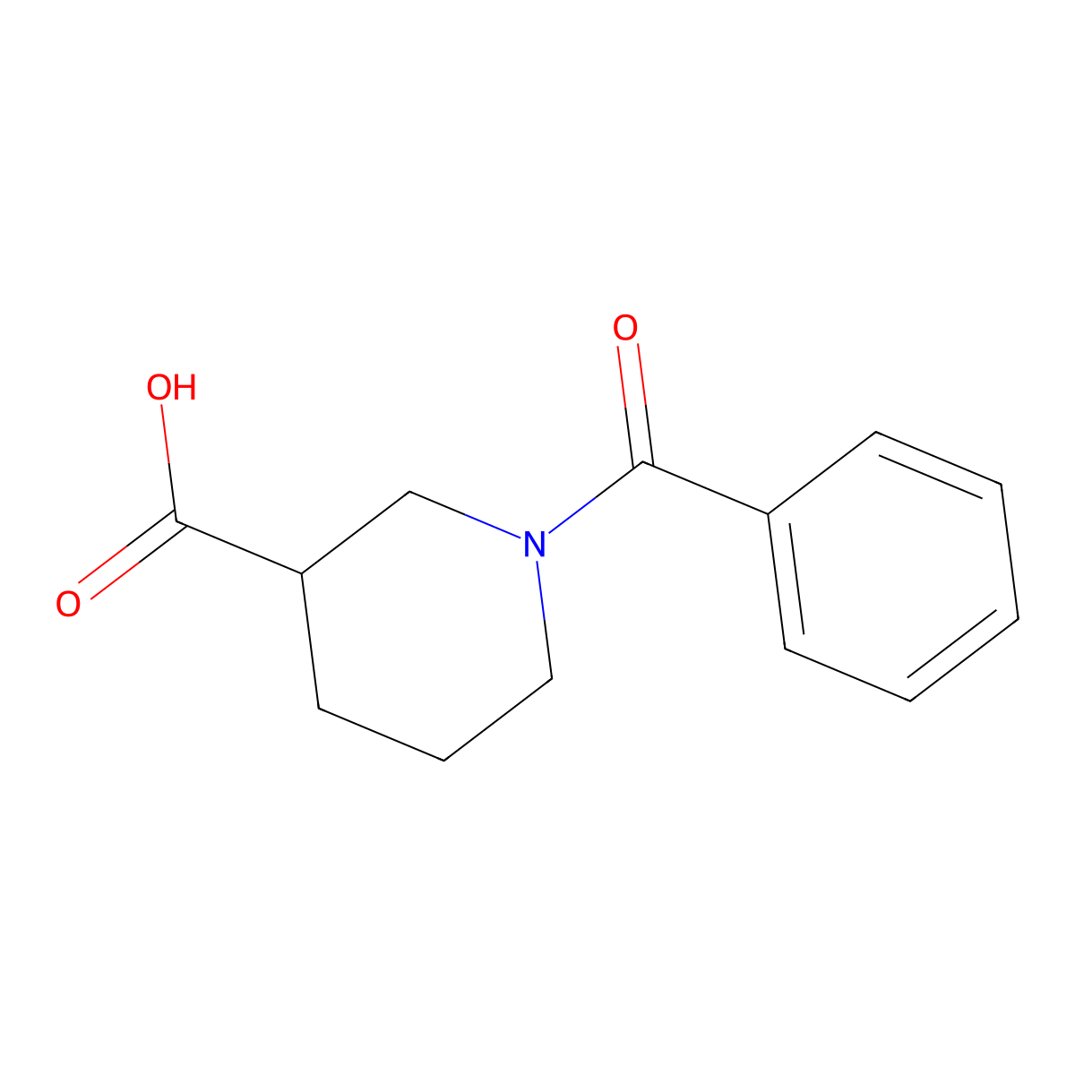 1-Benzoylpiperidine-3-carboxylic acid molecular structure, CAS 13850-76-5