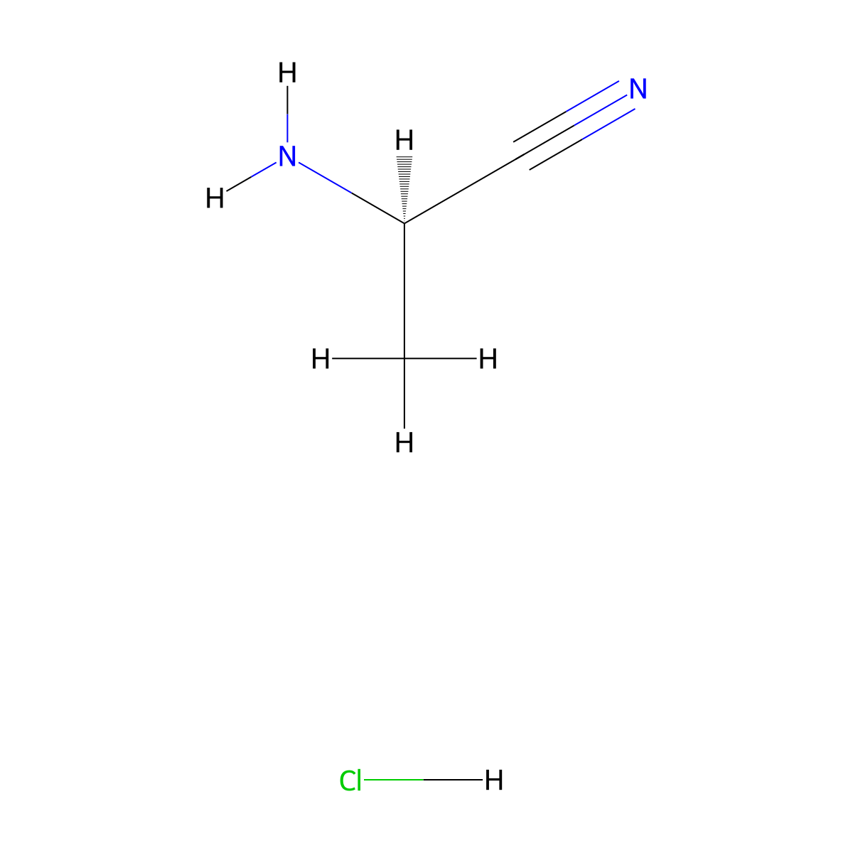 (2R)-2-aminopropanenitrile hydrochloride molecular structure, CAS 1385022-43-4