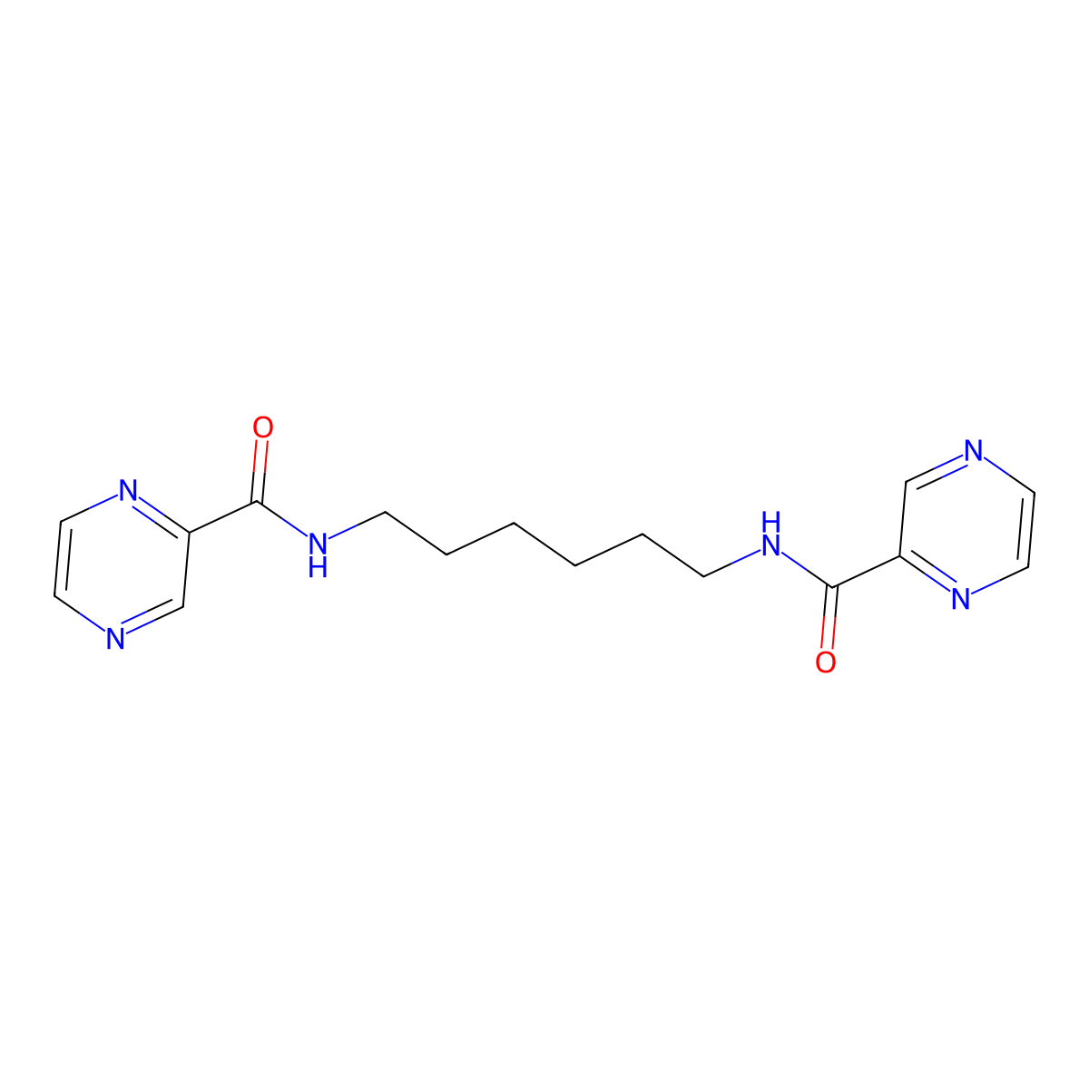 Pyrazinecarboxamide, N,N'-1,6-hexanediylbis- molecular structure, CAS 138506-89-5