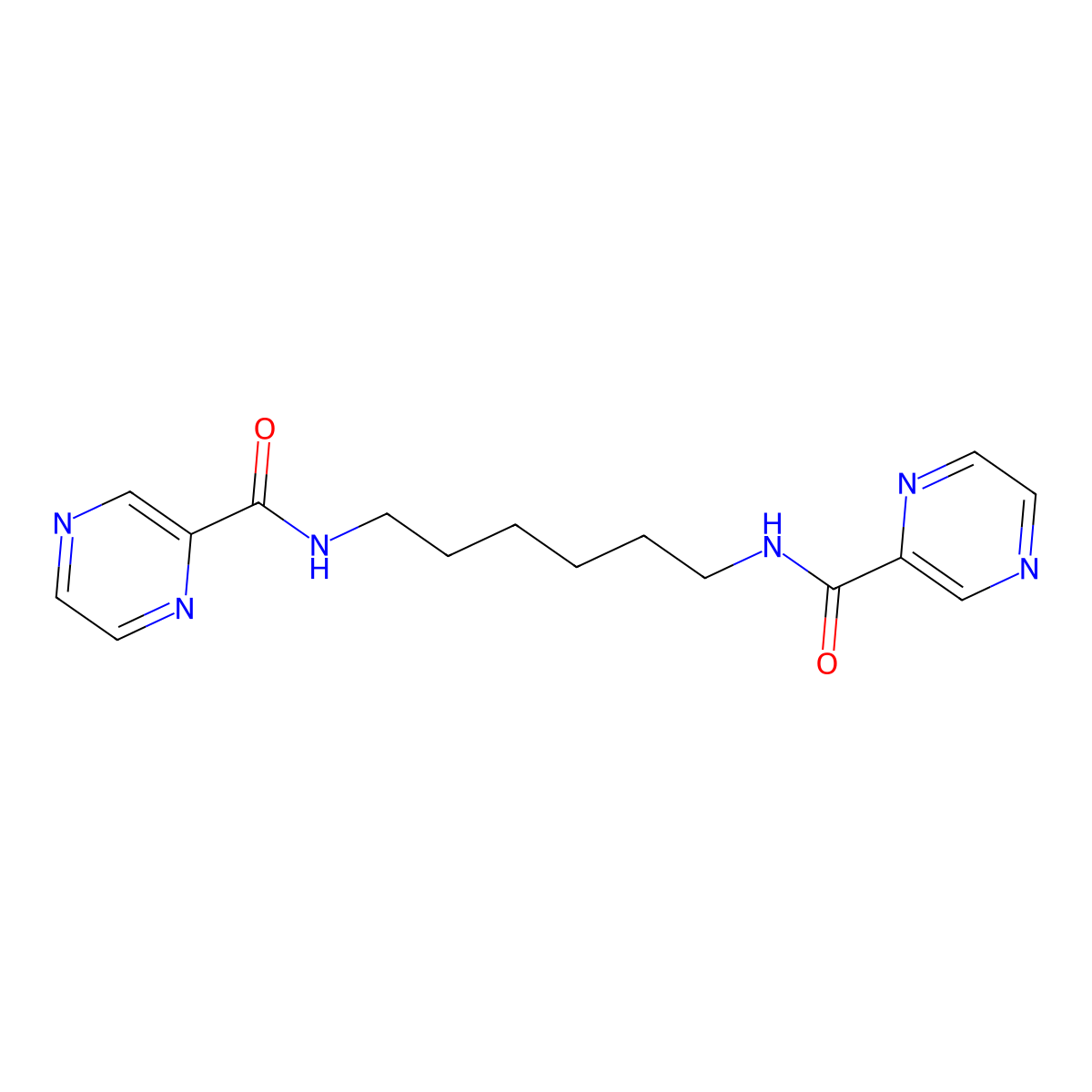 Pyrazinecarboxamide, N,N'-1,6-hexanediylbis- molecular structure, CAS 138506-89-5