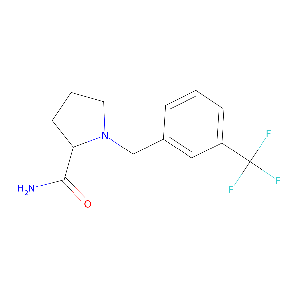 1-{[3-(Trifluoromethyl)phenyl]methyl}pyrrolidine-2-carboxamide molecular structure, CAS 1385097-06-2