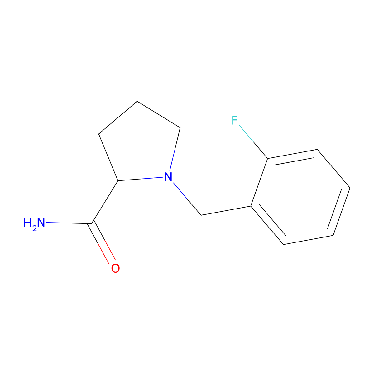 1-[(2-Fluorophenyl)methyl]pyrrolidine-2-carboxamide molecular structure, CAS 1385220-55-2