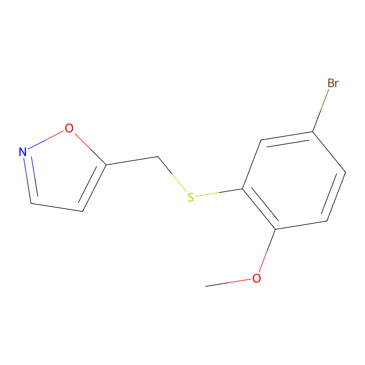 5-{[(5-Bromo-2-methoxyphenyl)sulfanyl]methyl}-1,2-oxazole molecular structure, CAS 1385364-21-5