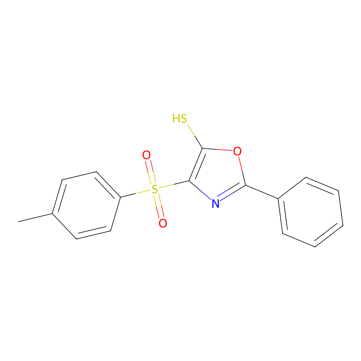 5-Oxazolethiol, 4-[(4-methylphenyl)sulfonyl]-2-phenyl- molecular structure, CAS 138537-79-8