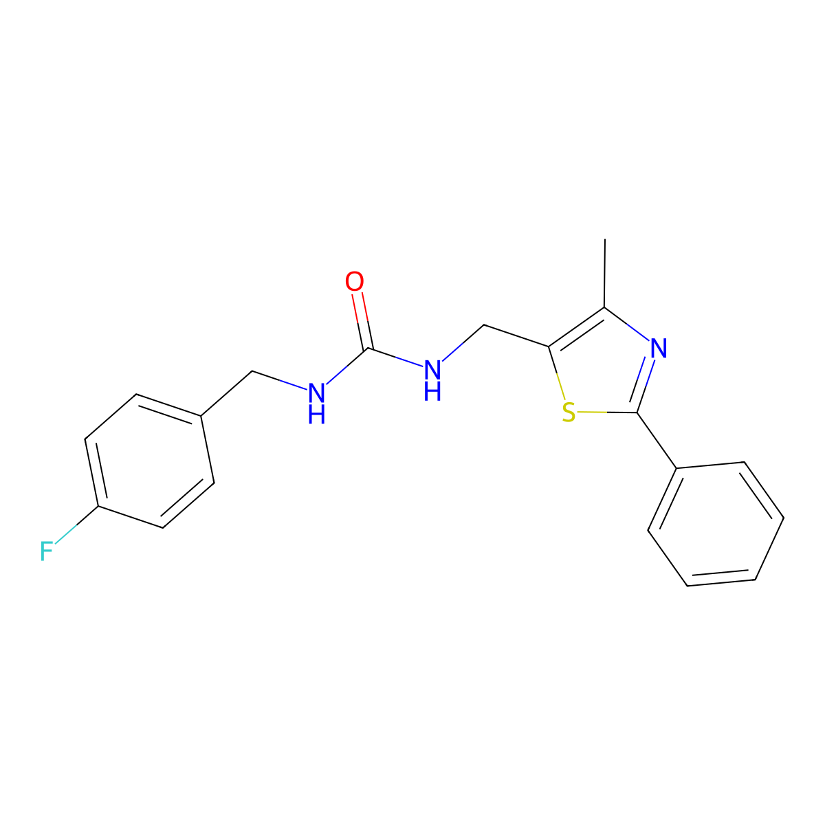 1-(4-Fluorobenzyl)-3-((4-methyl-2-phenylthiazol-5-yl)methyl)urea molecular structure, CAS 1385548-33-3