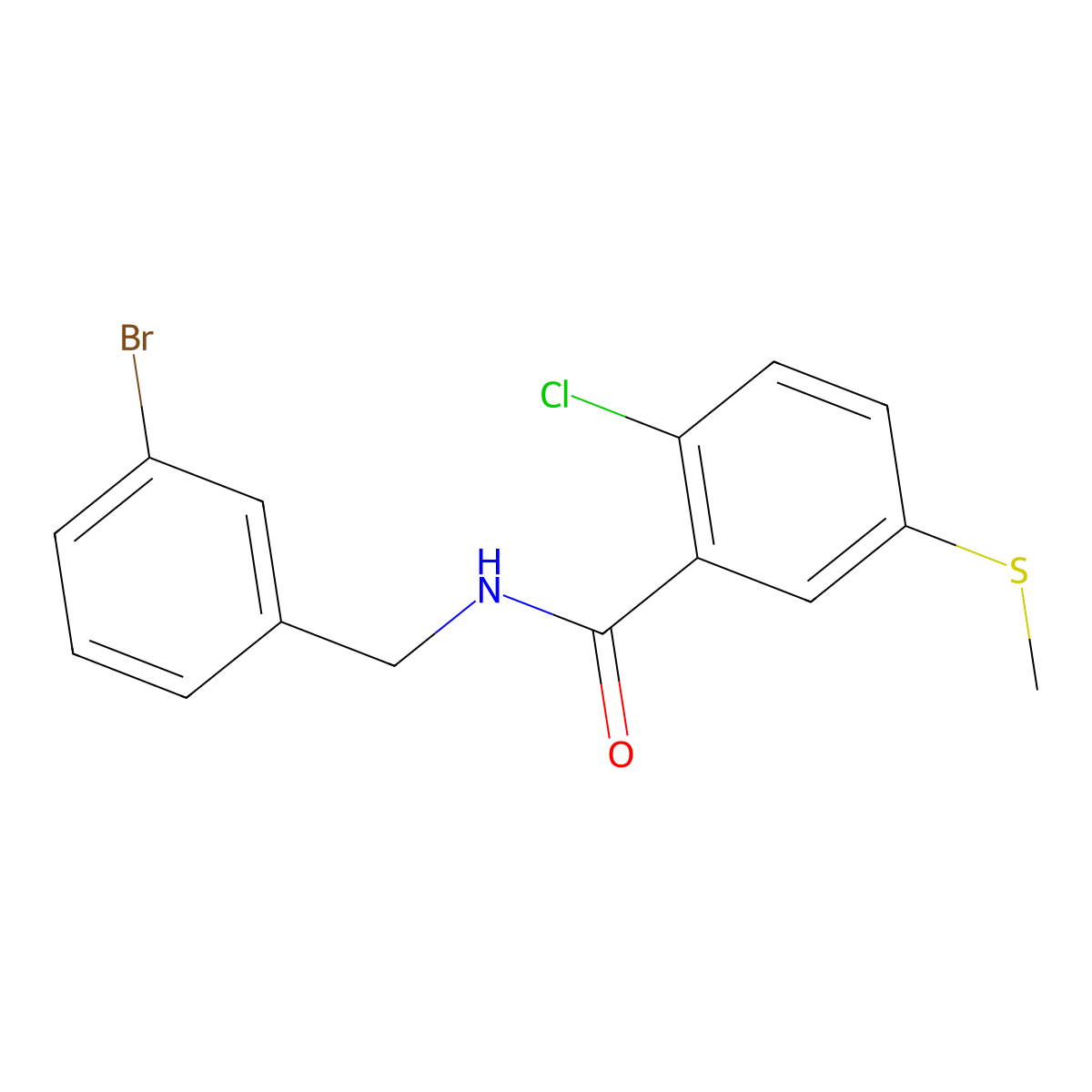 N-[(3-Bromophenyl)methyl]-2-chloro-5-(methylthio)benzamide molecular structure, CAS 1385569-34-5
