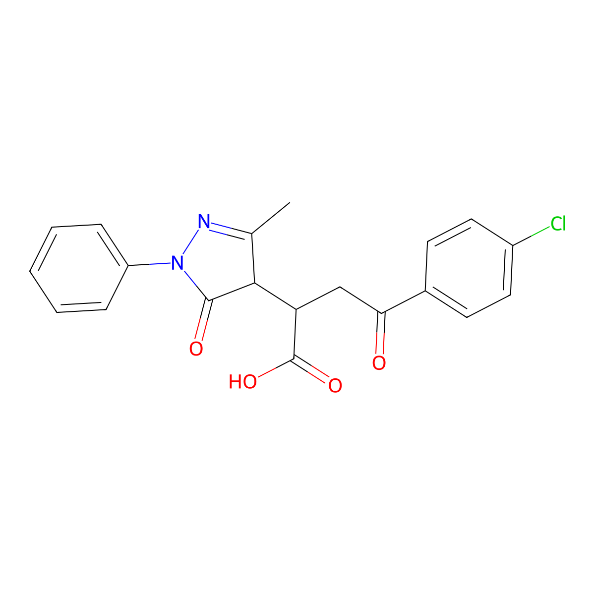 4-(4-chlorophenyl)-2-(3-methyl-5-oxo-1-phenyl-4,5-dihydro-1H-pyrazol-4-yl)-4-oxobutanoic acid molecular structure, CAS 138560-56-2