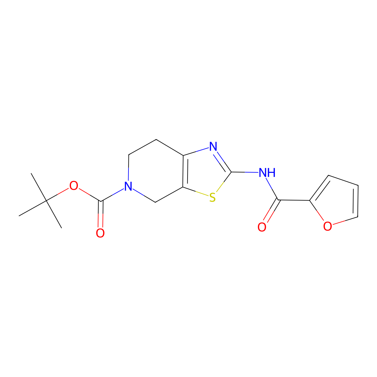tert-butyl 2-(furan-2-carboxamido)-6,7-dihydrothiazolo[5,4-c]pyridine-5(4H)-carboxylate molecular structure, CAS 1385626-50-5