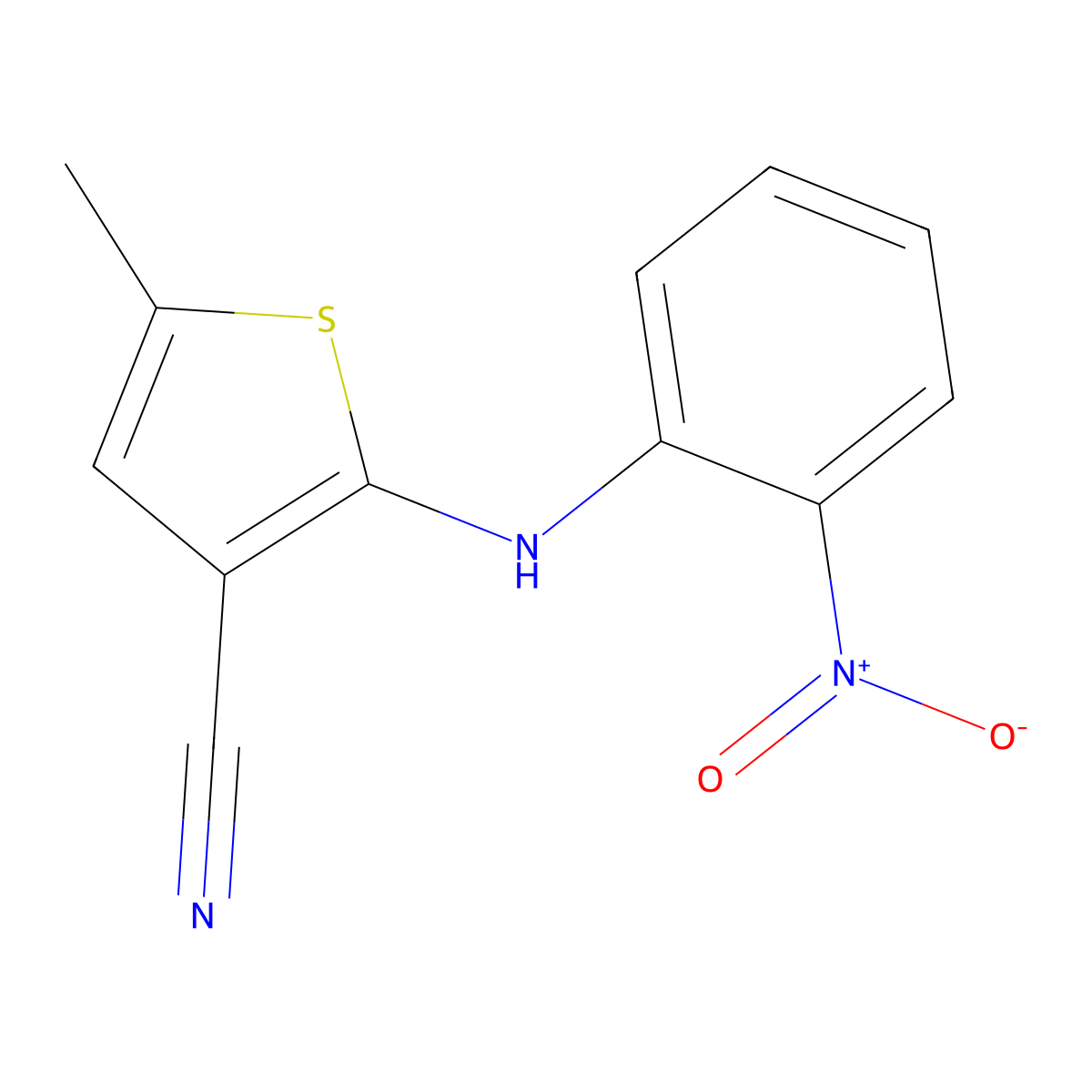 5-Methyl-2-((2-nitrophenyl)amino)-3-thiophenecarbonitrile molecular structure, CAS 138564-59-7