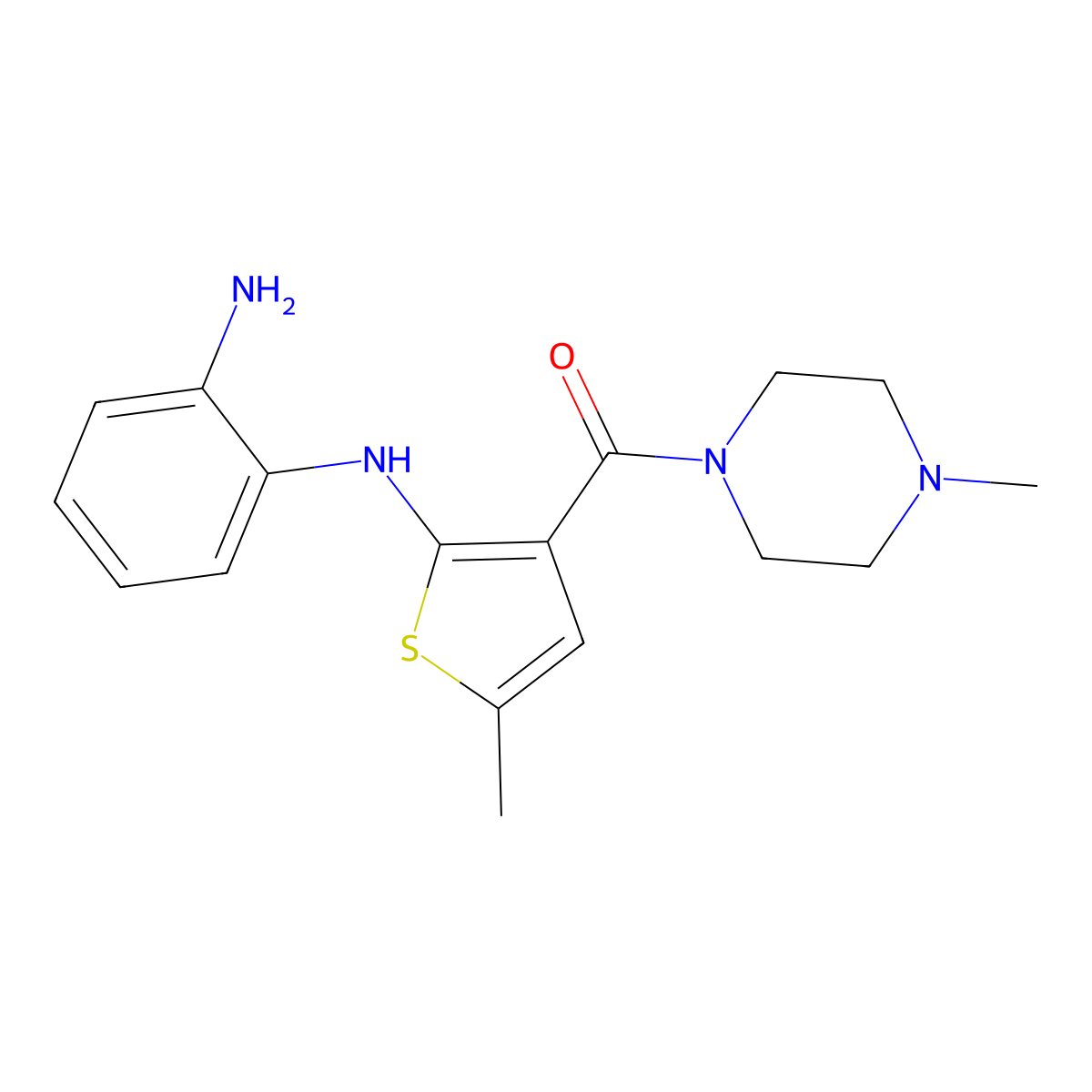 1-[[2-[(2-Aminophenyl)amino]-5-methyl-3-thienyl]carbonyl]-4-methyl-piperazine molecular structure, CAS 138564-61-1