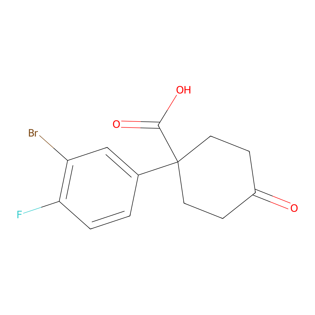 1-(3-Bromo-4-fluorophenyl)-4-oxocyclohexanecarboxylic Acid molecular structure, CAS 1385694-45-0