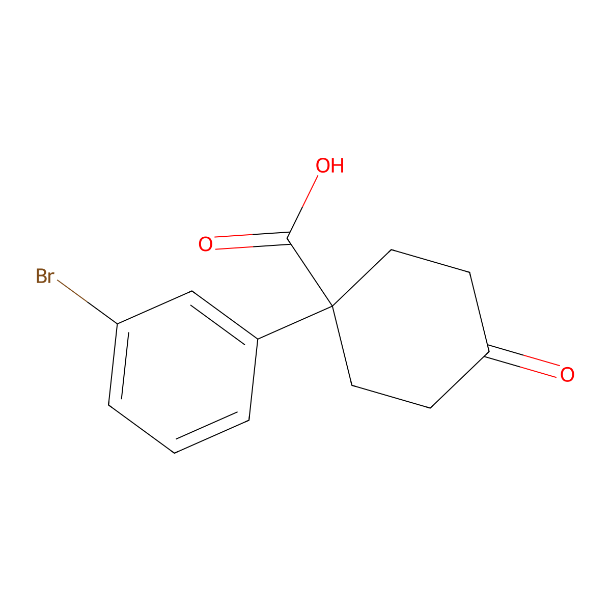 1-(3-Bromophenyl)-4-oxocyclohexanecarboxylic acid molecular structure, CAS 1385694-53-0