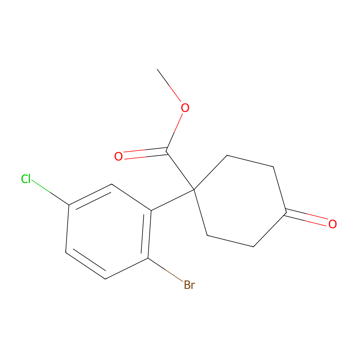 Methyl 1-(2-Bromo-5-chlorophenyl)-4-oxocyclohexanecarboxylate molecular structure, CAS 1385694-72-3