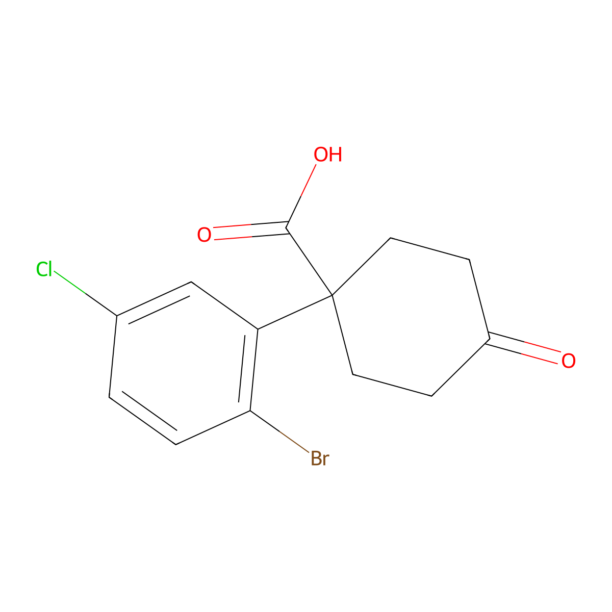 1-(2-Bromo-5-chlorophenyl)-4-oxocyclohexanecarboxylic Acid molecular structure, CAS 1385694-74-5