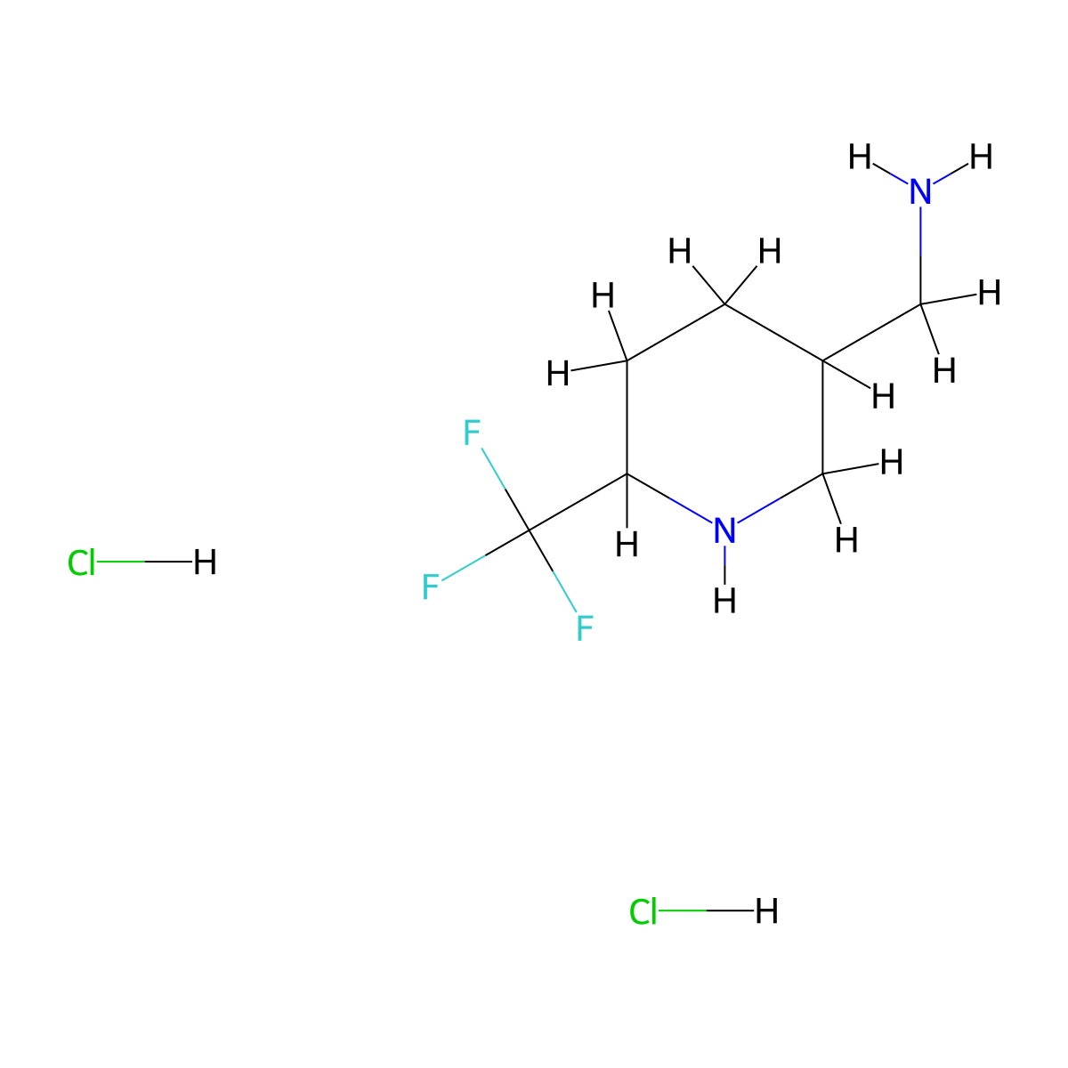 5-(Aminomethyl)-2-(trifluoromethyl)piperidine Dihydrochloride molecular structure, CAS 1385694-80-3