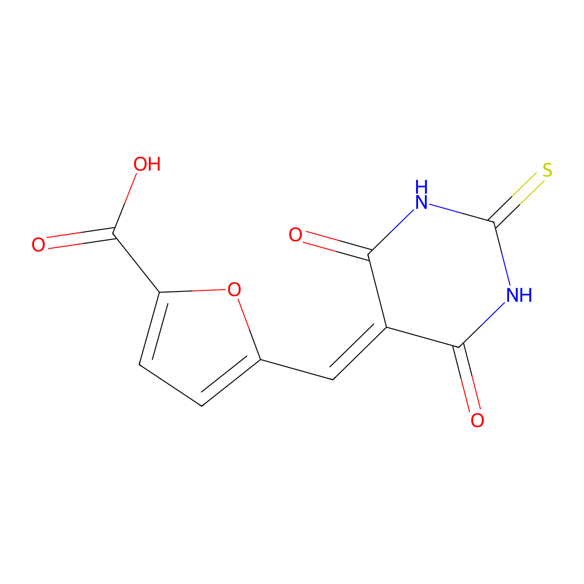 5-(4,6-Dioxo-2-thioxo-tetrahydro-pyrimidin-5-ylidenemethyl)-furan-2-carboxylic acid molecular structure, CAS 1385696-12-7