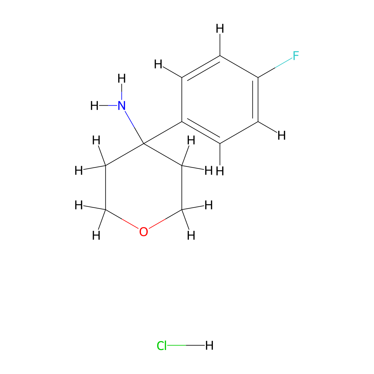 4-(4-Fluorophenyl)oxan-4-amine hydrochloride molecular structure, CAS 1385696-29-6