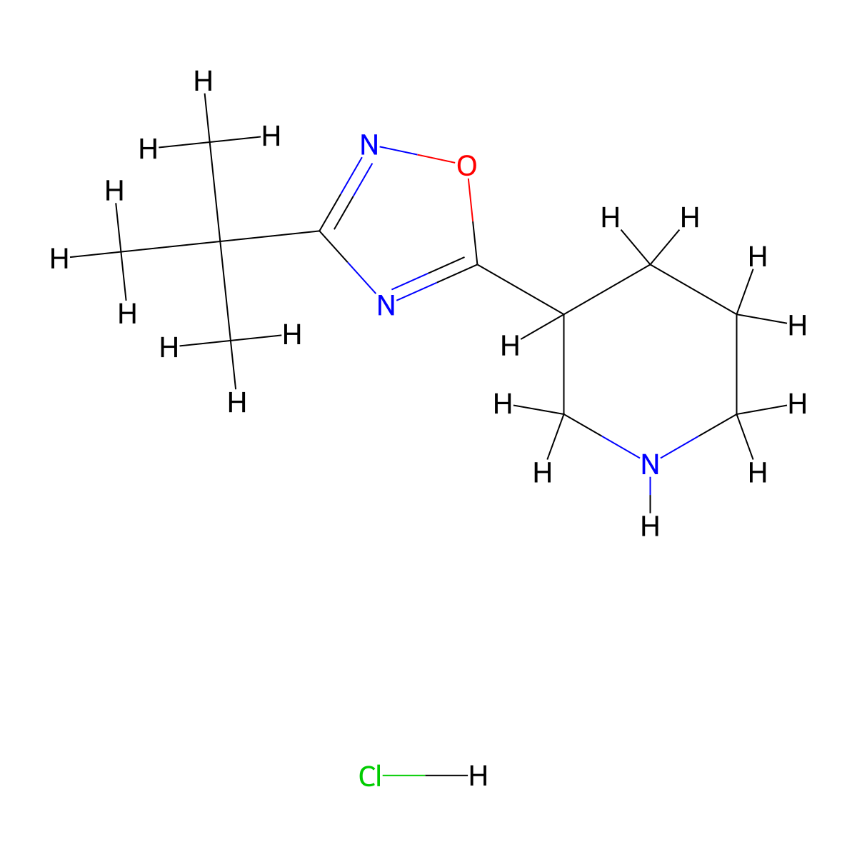 3-(3-tert-Butyl-1,2,4-oxadiazol-5-yl)piperidine hydrochloride molecular structure, CAS 1385696-36-5