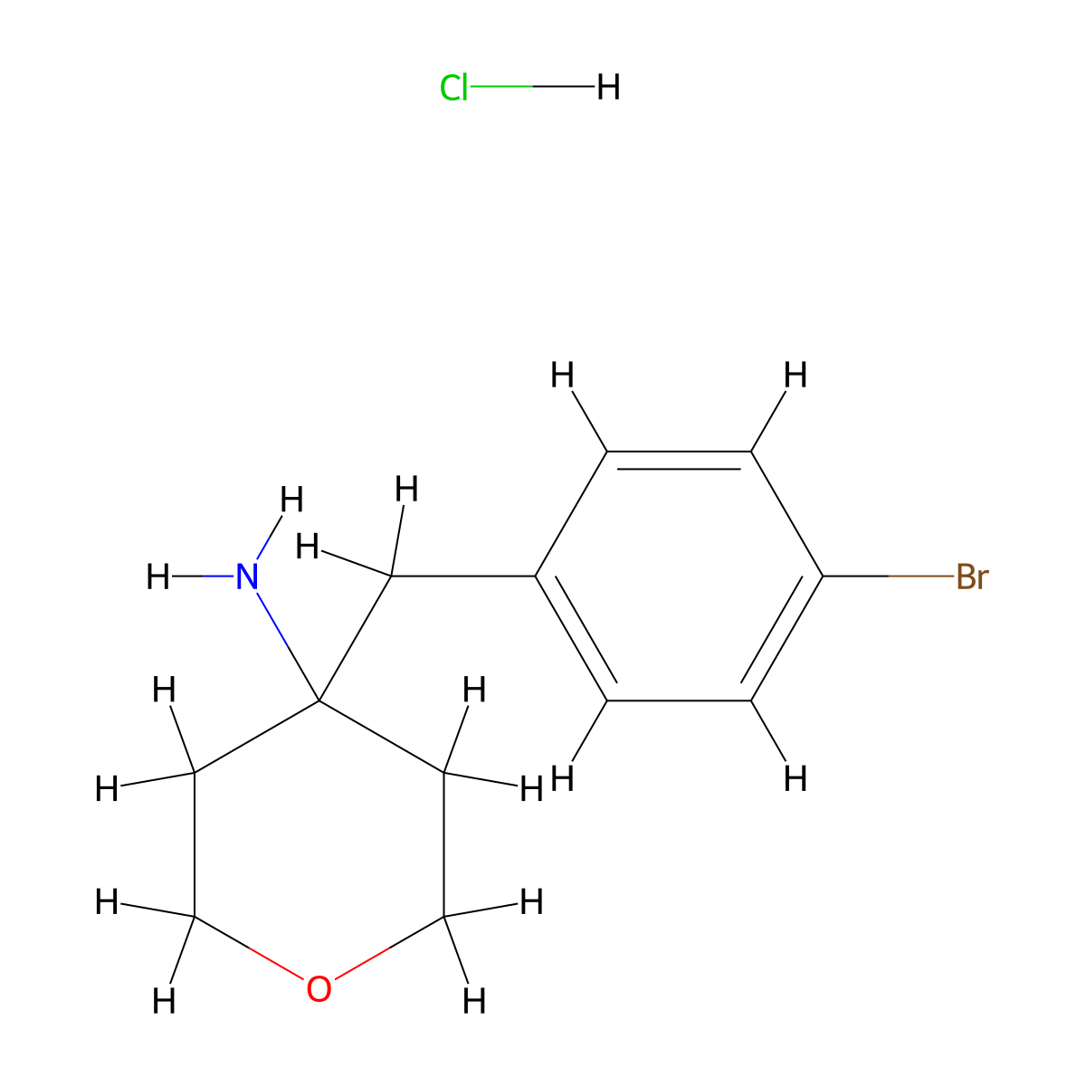 4-[(4-Bromophenyl)methyl]oxan-4-amine hydrochloride molecular structure, CAS 1385696-37-6