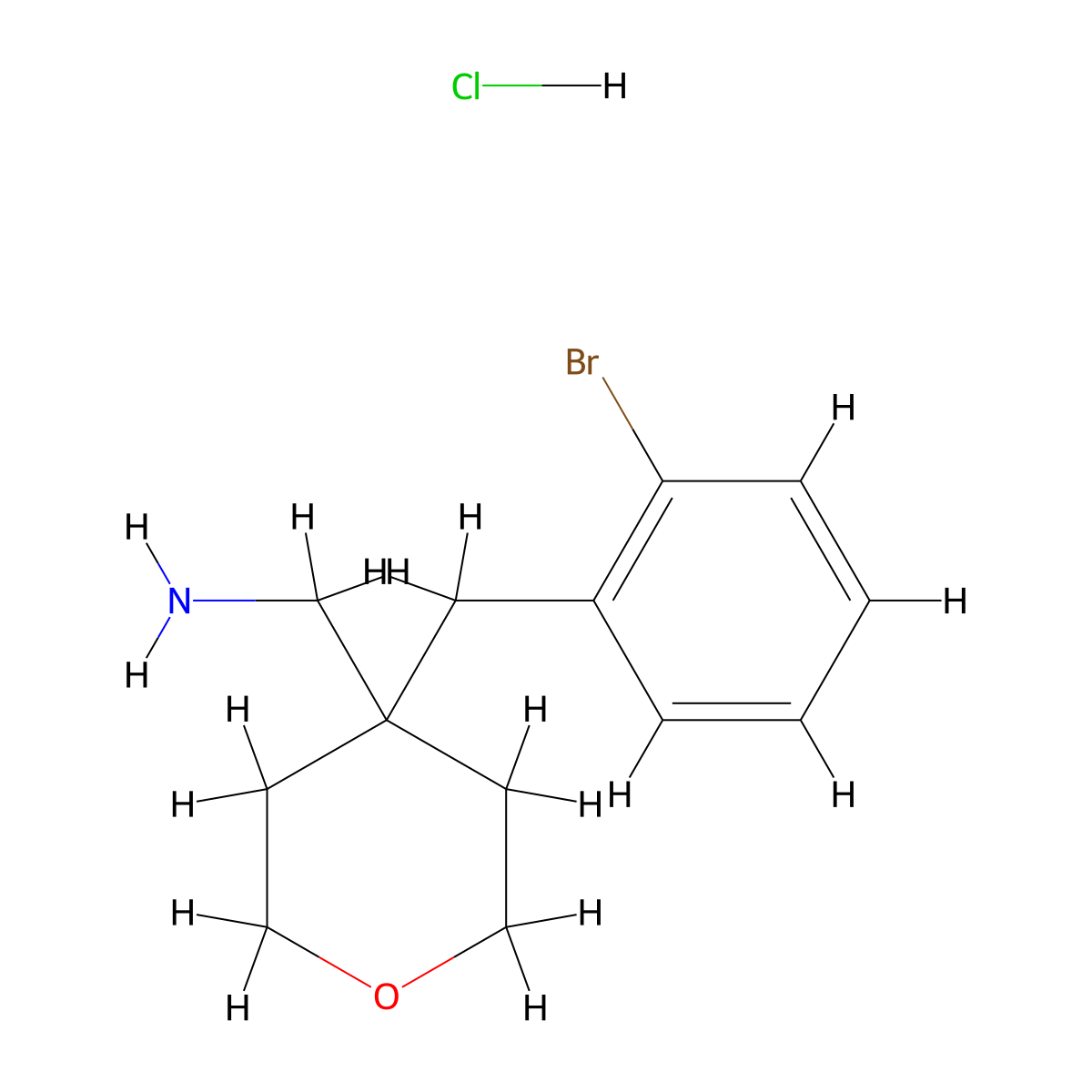 4-[(2-Bromophenyl)methyl]oxan-4-yl-methanamine hydrochloride molecular structure, CAS 1385696-42-3