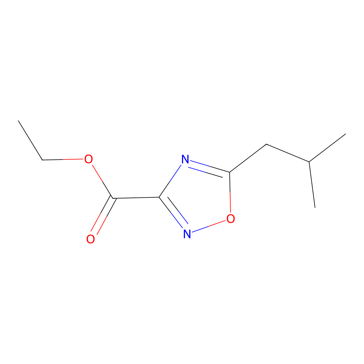 Ethyl 5-isobutyl-1,2,4-oxadiazole-3-carboxylate molecular structure, CAS 1385696-43-4