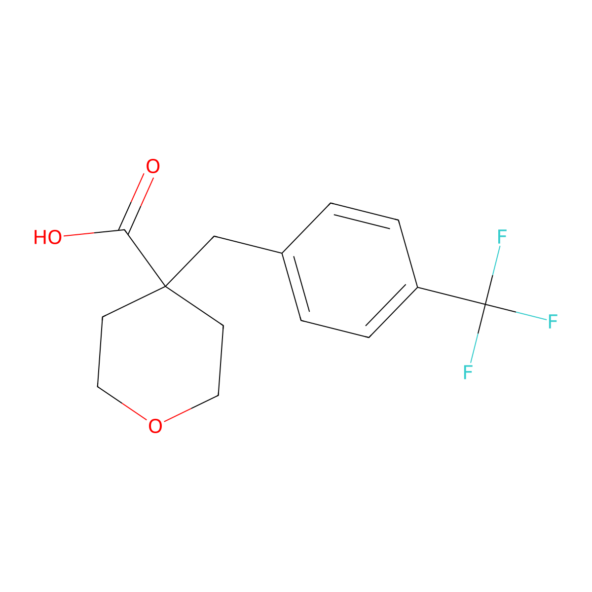 4-[4-(Trifluoromethyl)phenyl]methyl-oxane-4-carboxylic acid molecular structure, CAS 1385696-45-6