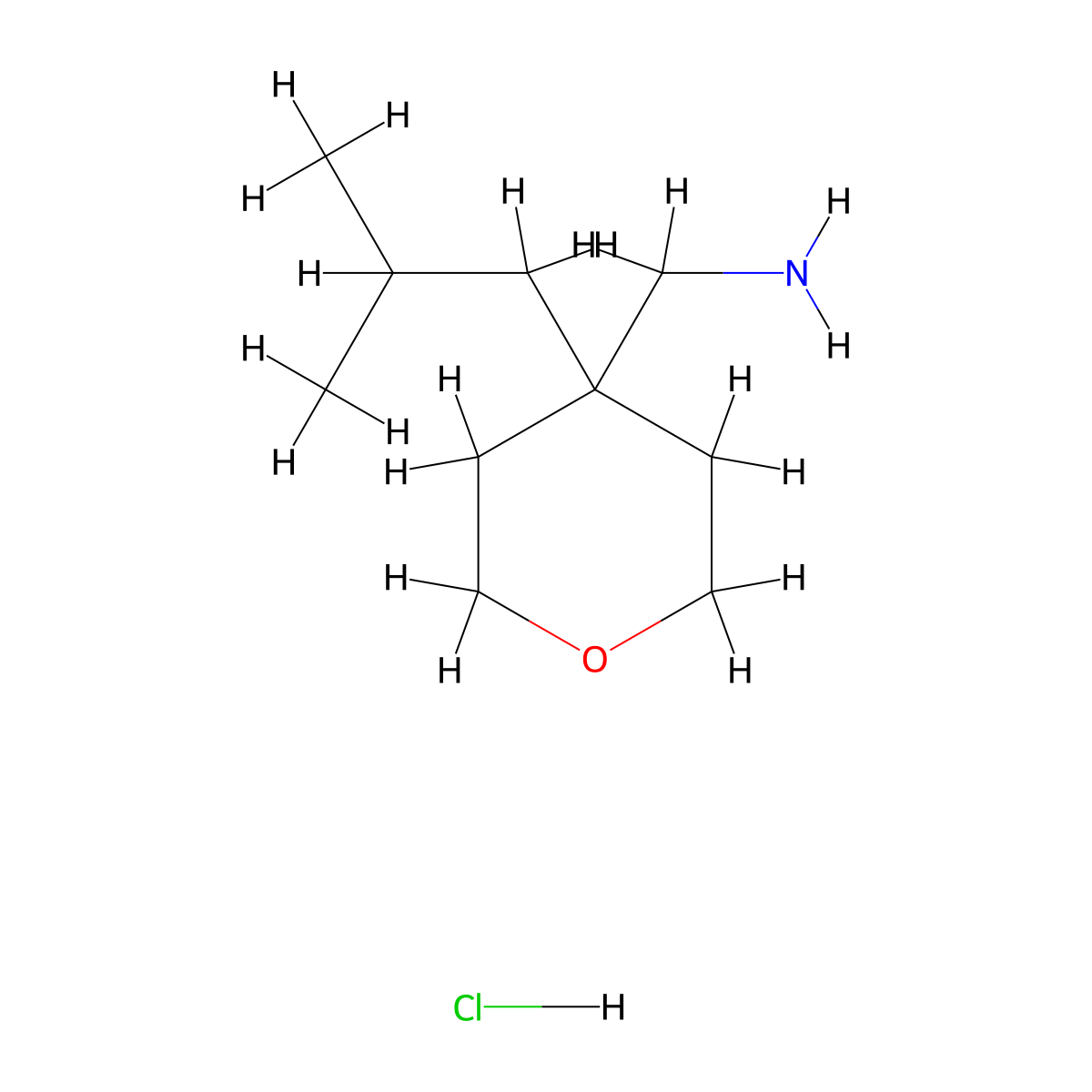 [4-(2-Methylpropyl)oxan-4-yl]methanaminehydrochloride molecular structure, CAS 1385696-47-8