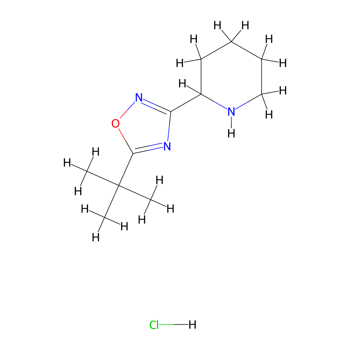 2-(5-tert-Butyl-1,2,4-oxadiazol-3-yl)piperidine hydrochloride molecular structure, CAS 1385696-58-1