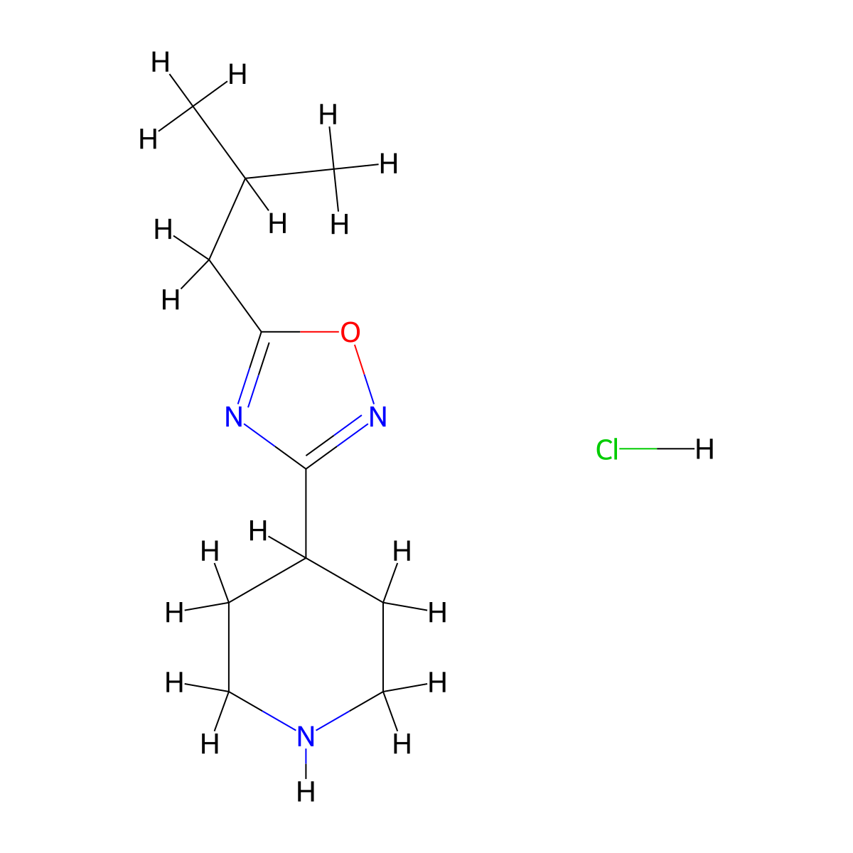 4-[5-(2-Methylpropyl)-1,2,4-oxadiazol-3-yl]piperidine hydrochloride molecular structure, CAS 1385696-60-5