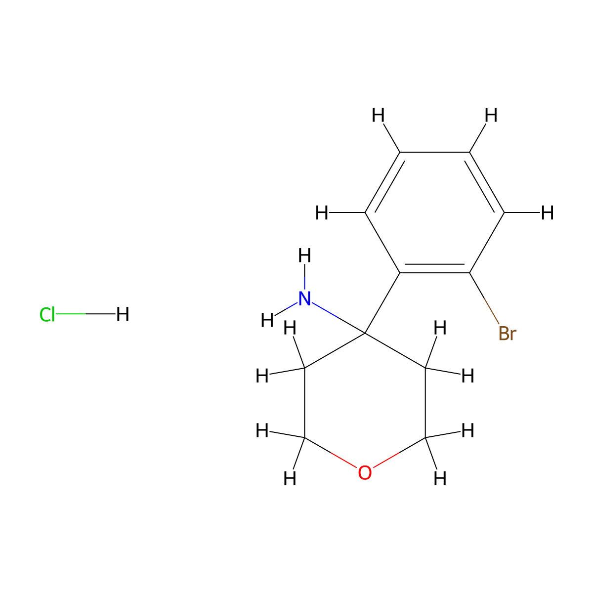 4-(2-Bromophenyl)oxan-4-amine hydrochloride molecular structure, CAS 1385696-62-7