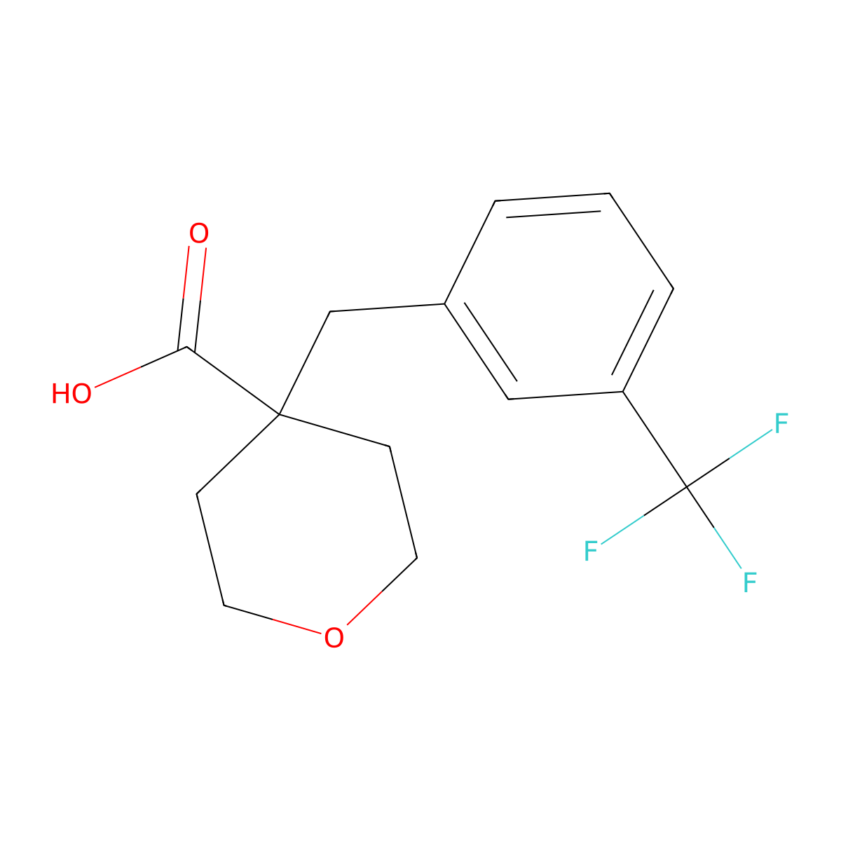 4-[3-(Trifluoromethyl)phenyl]methyl-oxane-4-carboxylic acid molecular structure, CAS 1385696-63-8