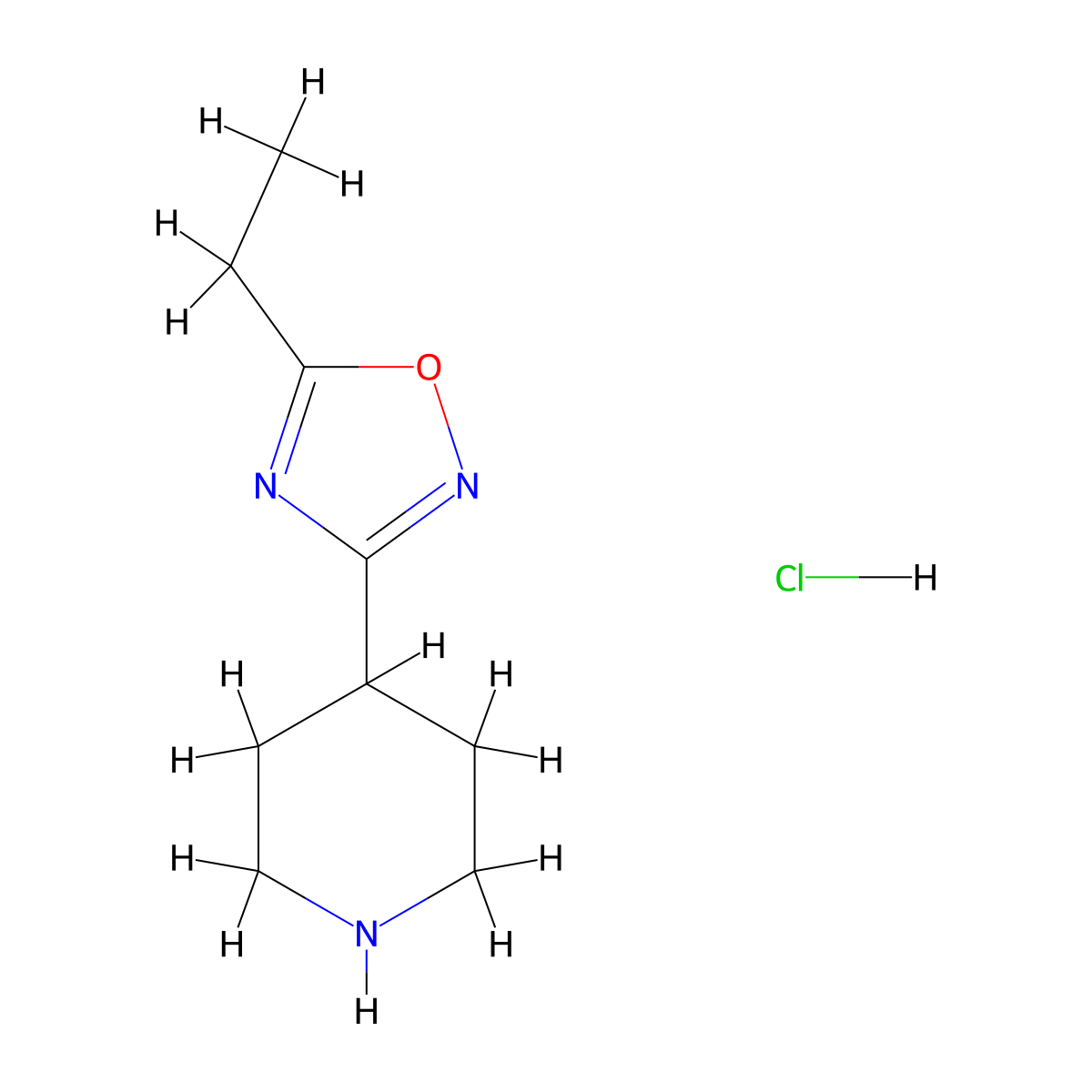 4-(5-Ethyl-1,2,4-oxadiazol-3-yl)piperidine hydrochloride molecular structure, CAS 1385696-66-1