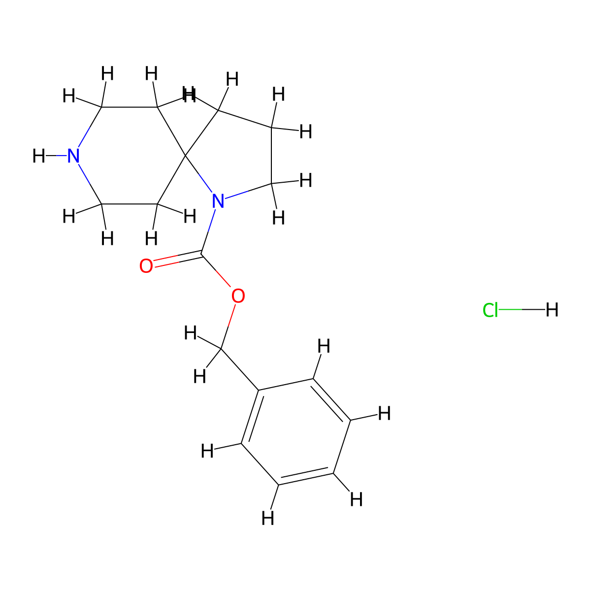 Benzyl 1,8-diazaspiro[4.5]decane-1-carboxylate hydrochloride molecular structure, CAS 1385696-68-3