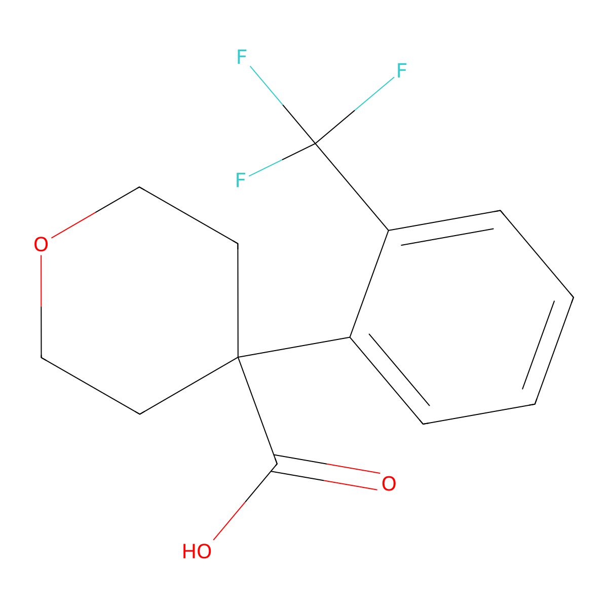 4-[2-(Trifluoromethyl)phenyl]oxane-4-carboxylic acid molecular structure, CAS 1385696-72-9