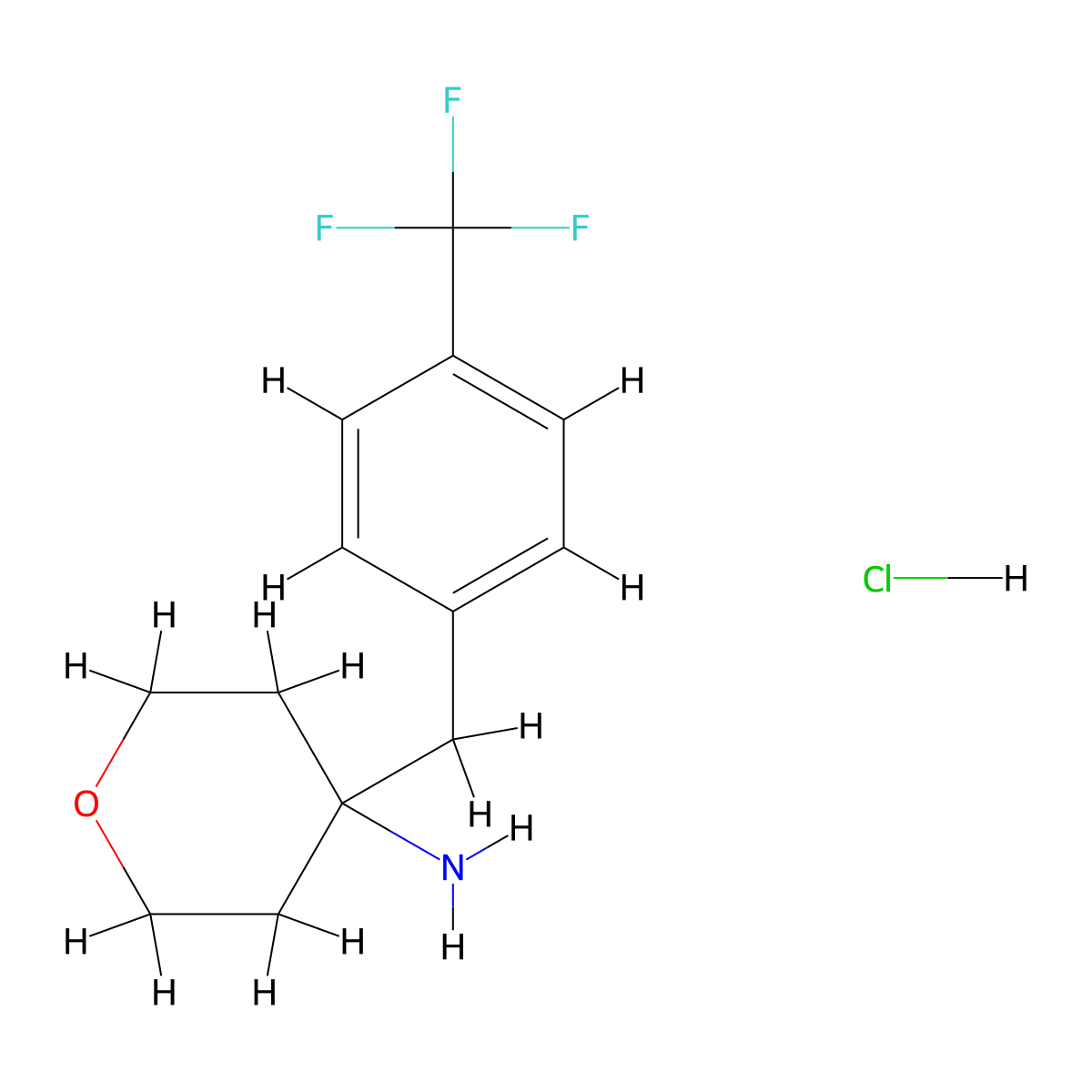 4-[4-(Trifluoromethyl)phenyl]methyl-oxan-4-amine hydrochloride molecular structure, CAS 1385696-73-0