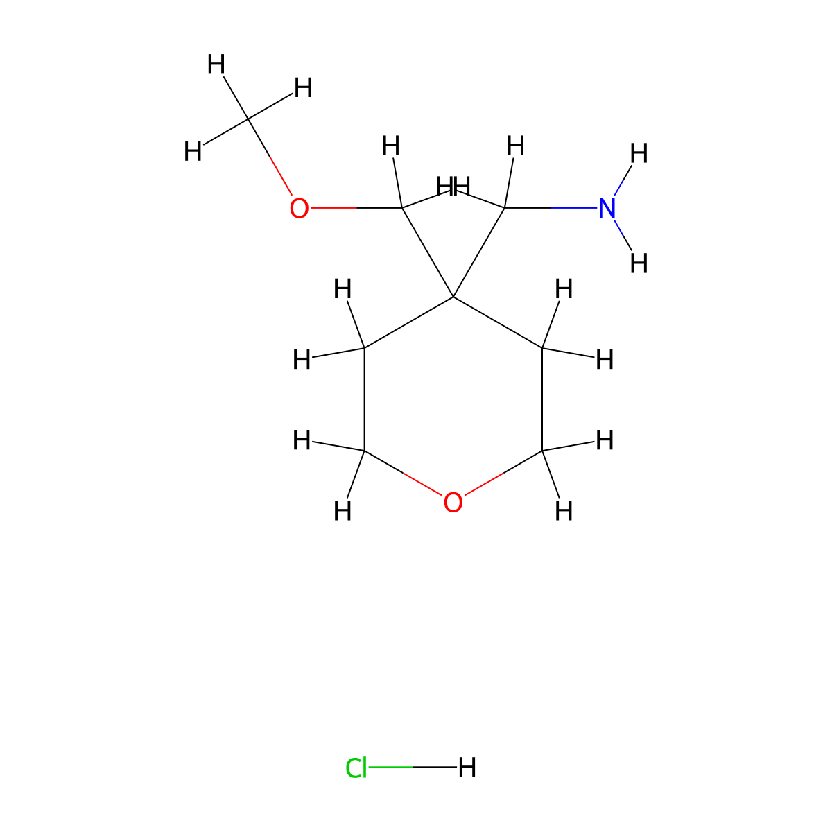 [4-(Methoxymethyl)oxan-4-yl]methanamine hydrochloride molecular structure, CAS 1385696-74-1