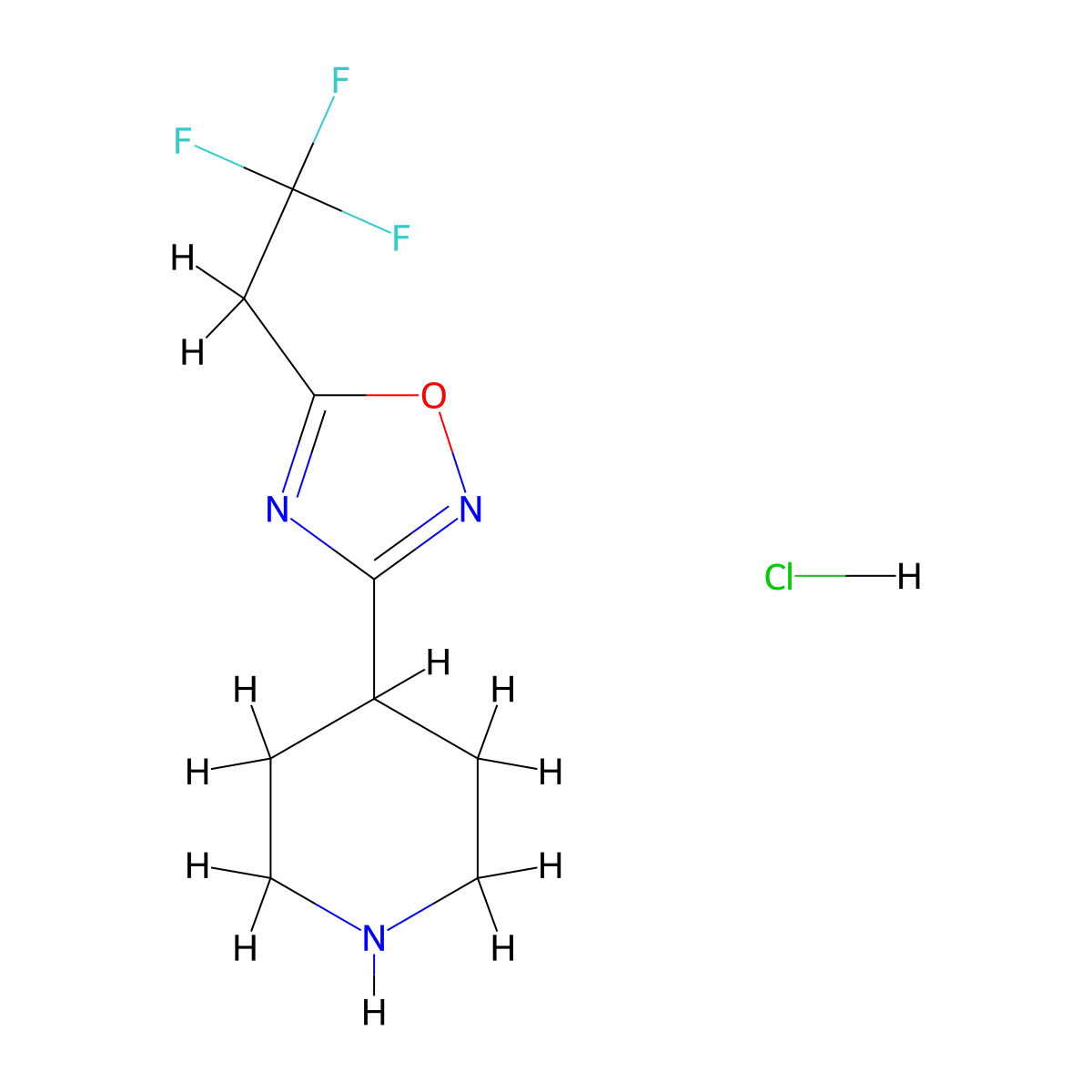 4-[5-(2,2,2-Trifluoroethyl)-1,2,4-oxadiazol-3-yl]piperidine hydrochloride molecular structure, CAS 1385696-75-2