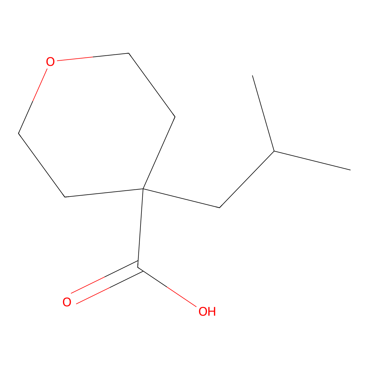 4-(2-Methylpropyl)oxane-4-carboxylic acid molecular structure, CAS 1385696-76-3