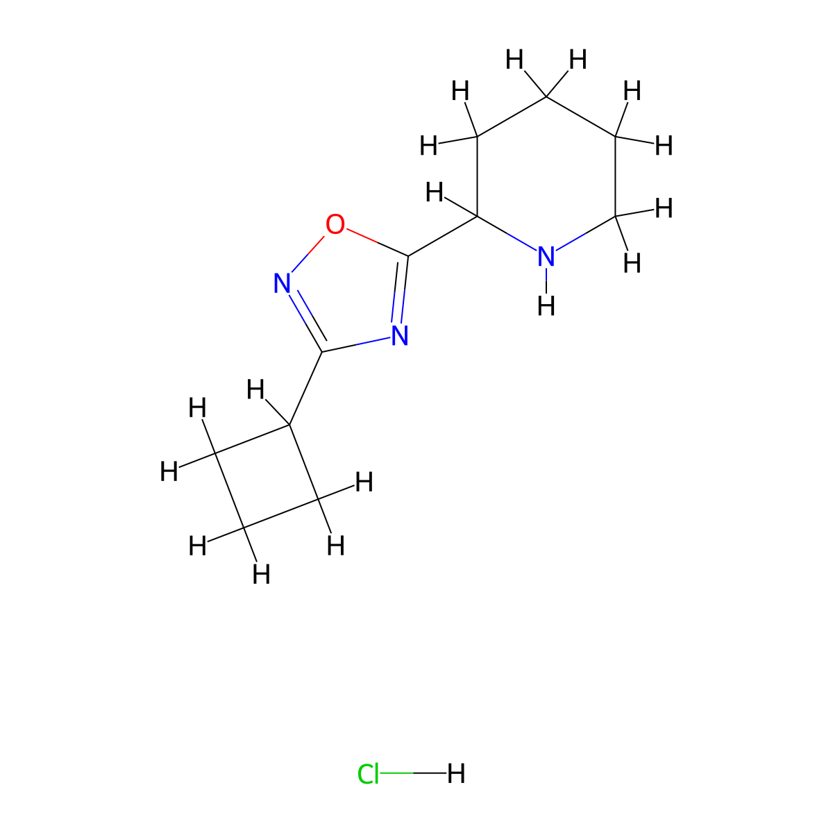 2-(3-Cyclobutyl-1,2,4-oxadiazol-5-yl)piperidine hydrochloride molecular structure, CAS 1385696-79-6