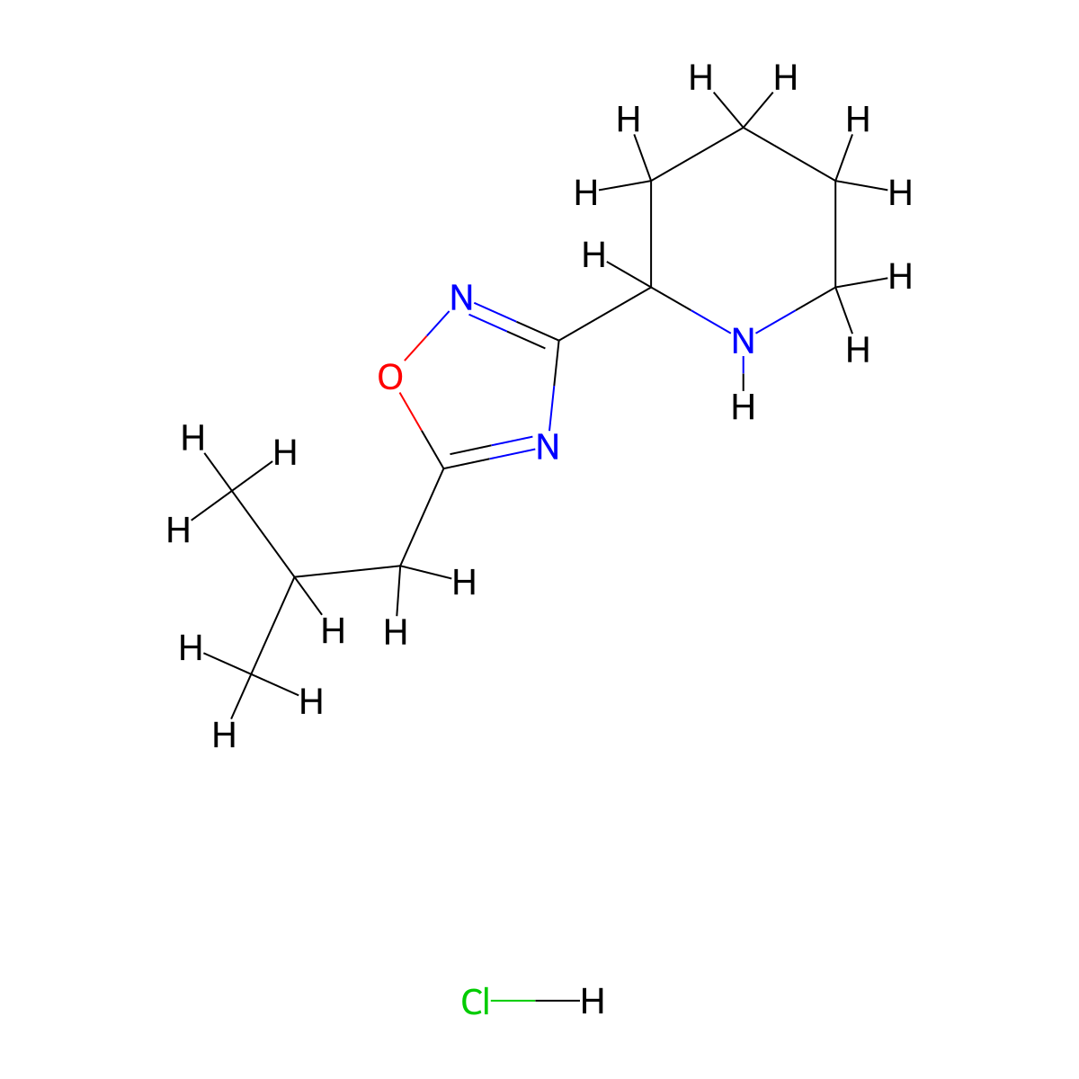 2-[5-(2-Methylpropyl)-1,2,4-oxadiazol-3-yl]piperidine hydrochloride molecular structure, CAS 1385696-81-0