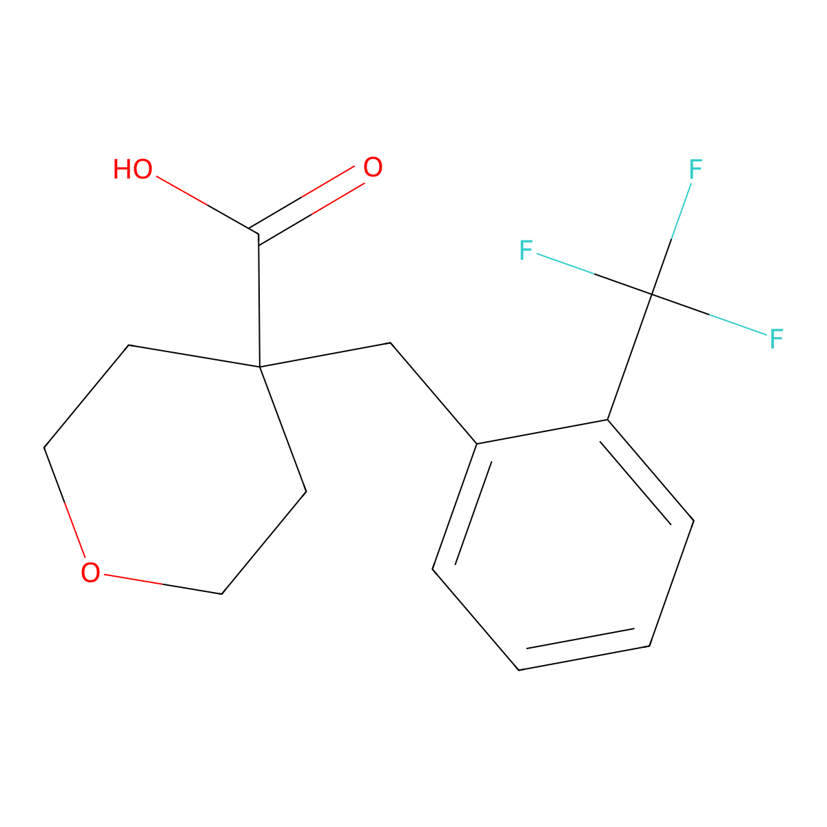 4-[2-(Trifluoromethyl)phenyl]methyl-oxane-4-carboxylic acid molecular structure, CAS 1385696-83-2