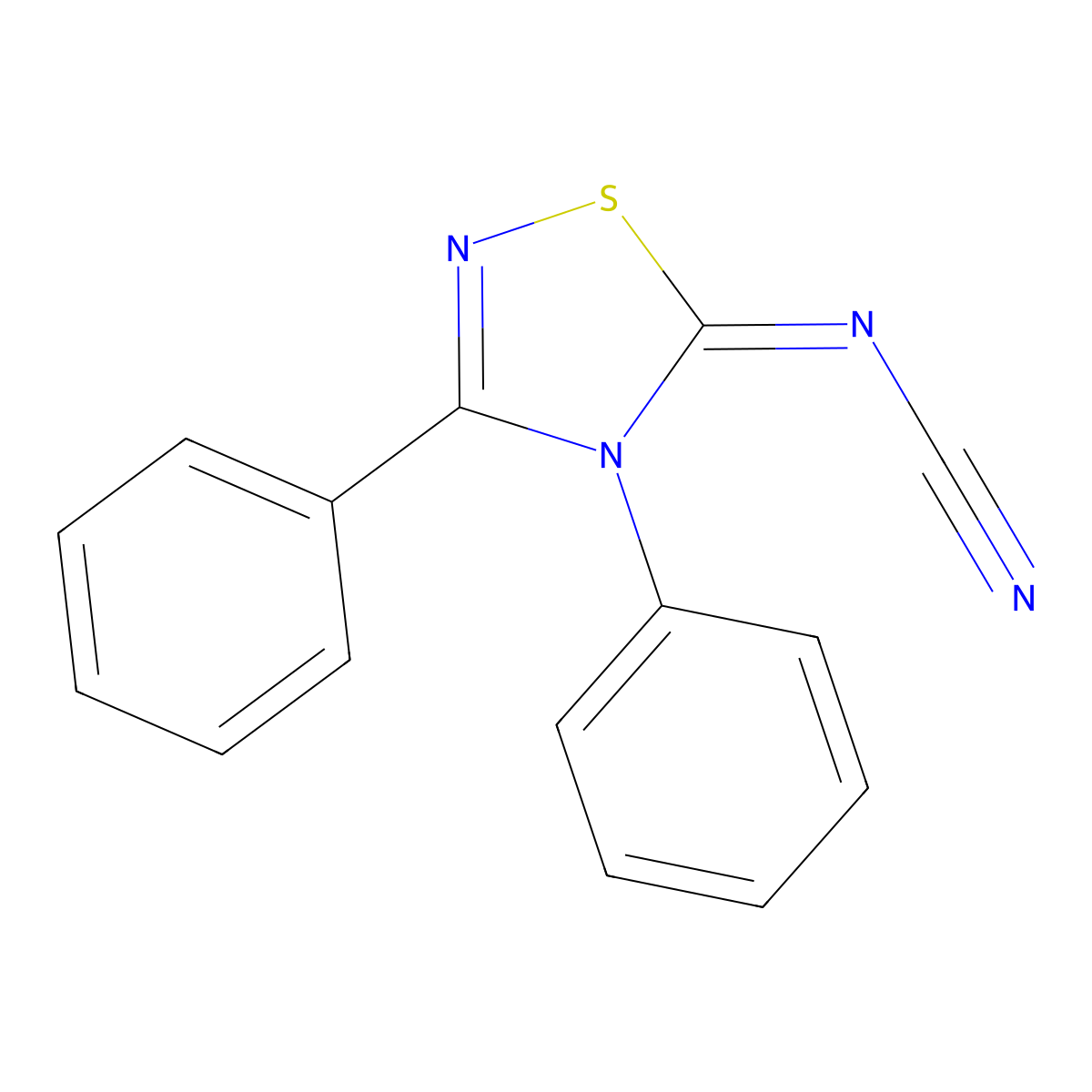 Cyanamide, (3,4-diphenyl-1,2,4-thiadiazol-5(4H)-ylidene)- molecular structure, CAS 138572-12-0