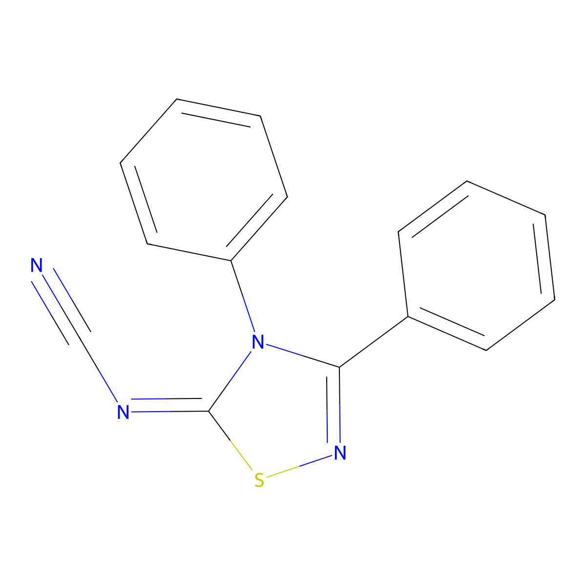 Cyanamide, (3,4-diphenyl-1,2,4-thiadiazol-5(4H)-ylidene)- molecular structure, CAS 138572-12-0