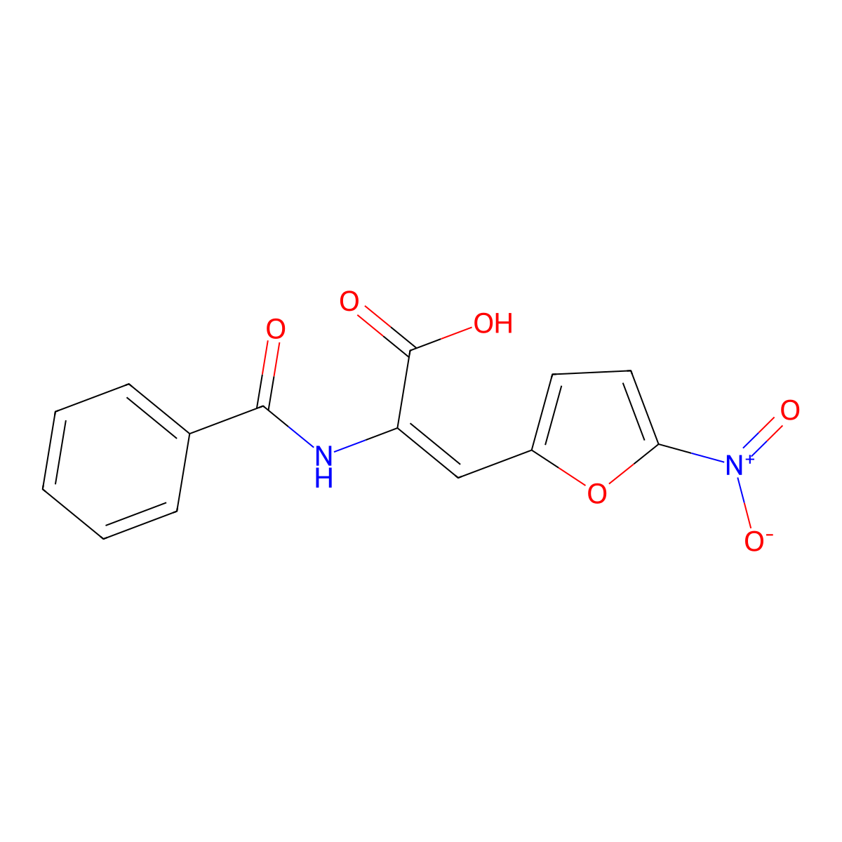 2-Propenoic acid, 2-(benzoylamino)-3-(5-nitro-2-furanyl)-, (Z)- molecular structure, CAS 138579-64-3