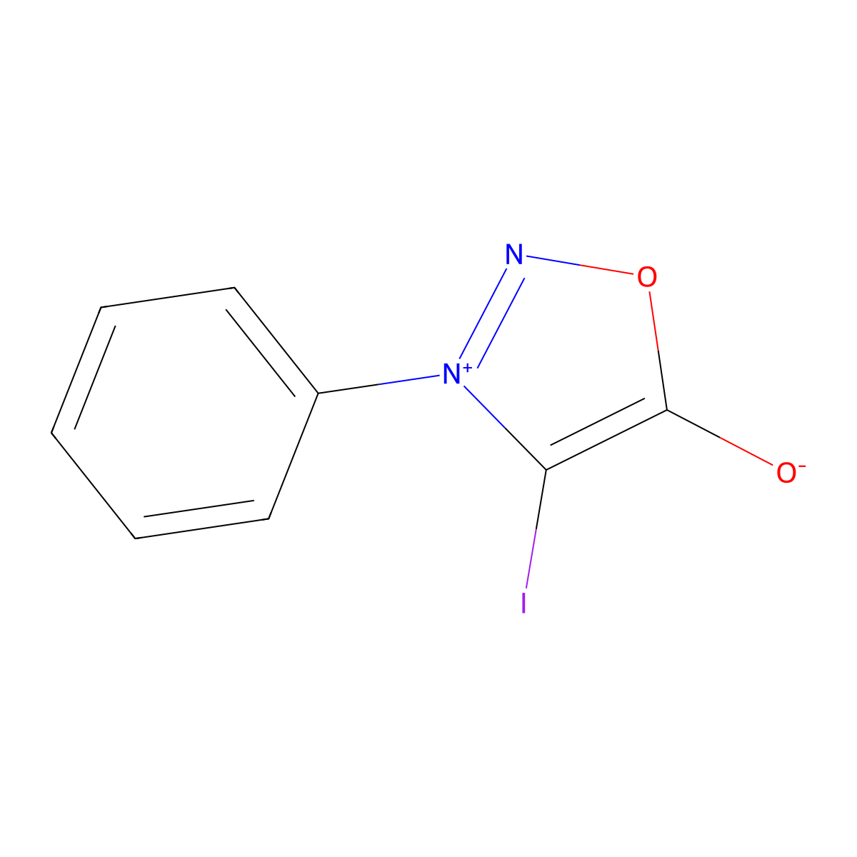 3-Phenyl-4-iodosydnone molecular structure, CAS 13858-07-6